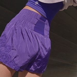 Free People FP Movement The Way Home High Waist Shorts Purple Lace Crochet M